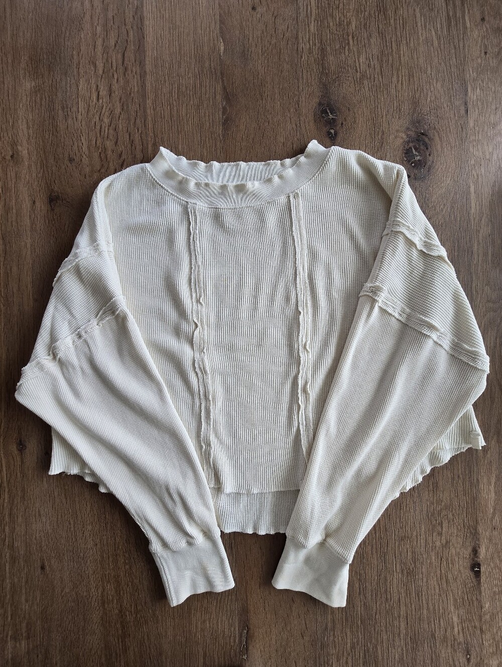 We The Free Free People Ivory Oversized Thermal Top S